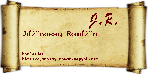 Jánossy Román névjegykártya